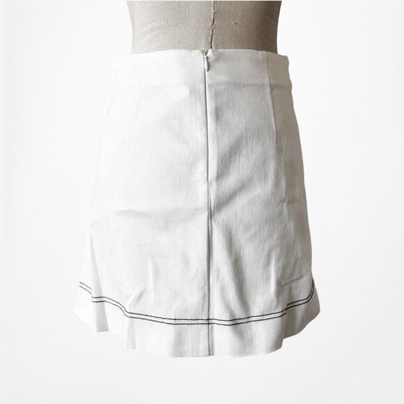 Zara White Denim High Waisted Button Front Bodycon Mini Skirt Size XS/S - Picture 5 of 6